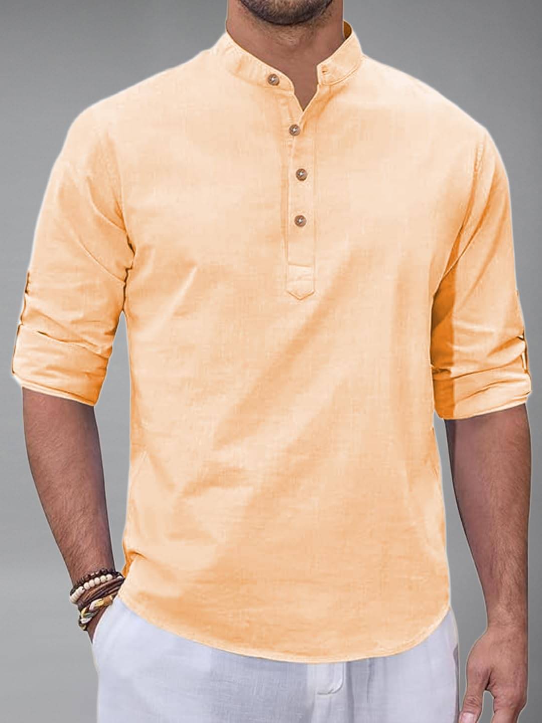 KNOWTED Orange Cotton Blend Men's Shirt Style Kurta ( Pack of 1 ) KNOWTED Orange Cotton Blend Men's Shirt Style Kurta ( Pack of 1 )