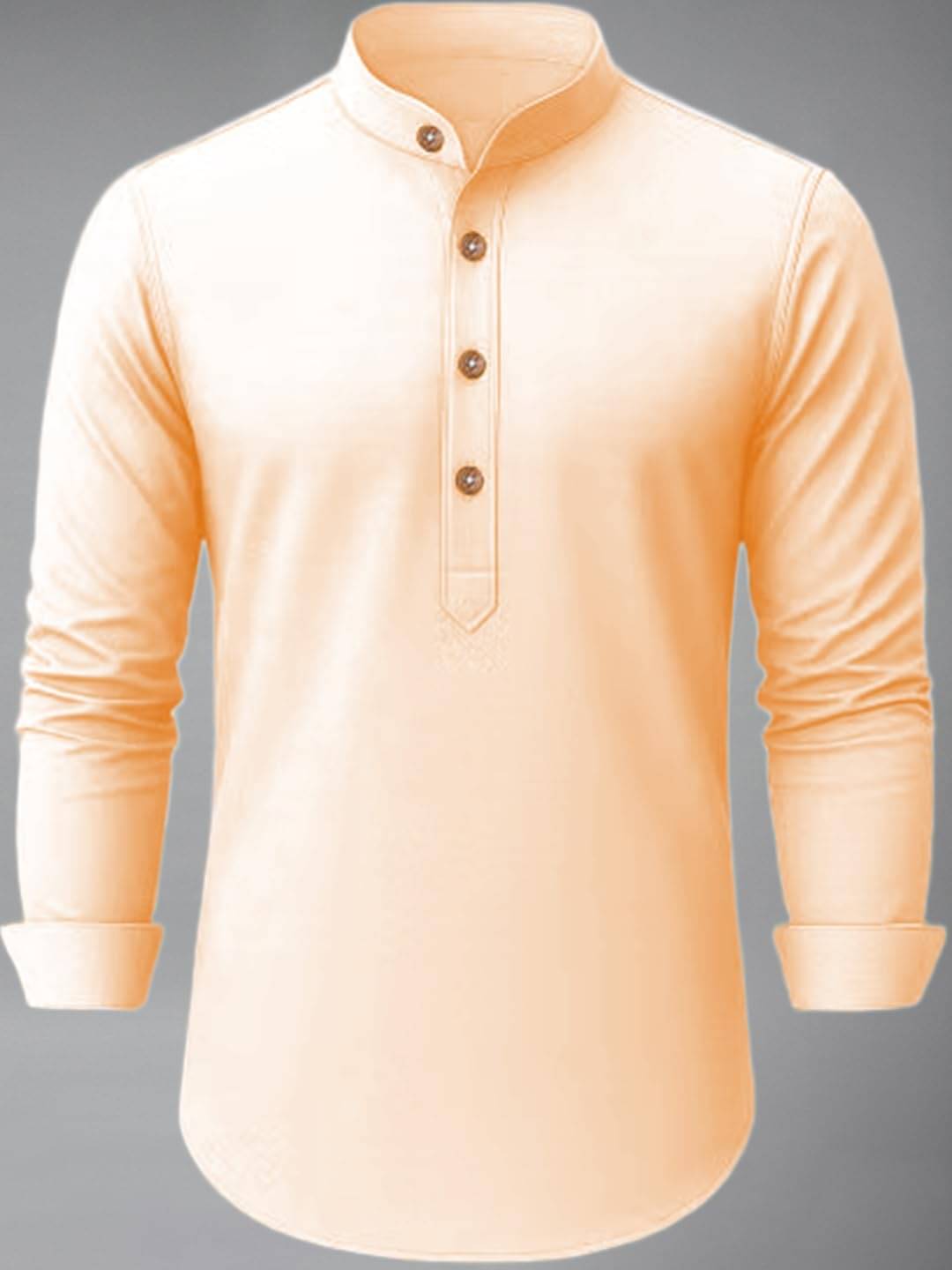     			KNOWTED Orange Cotton Blend Men's Shirt Style Kurta ( Pack of 1 )
