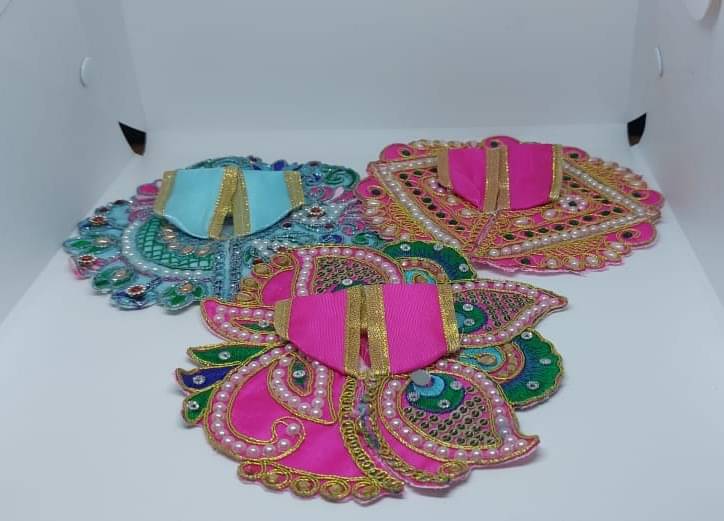     			KRIDHARA FOUNDATION Laddu Gopal Multicolor Cotton Dress ( Pack of 3 )
