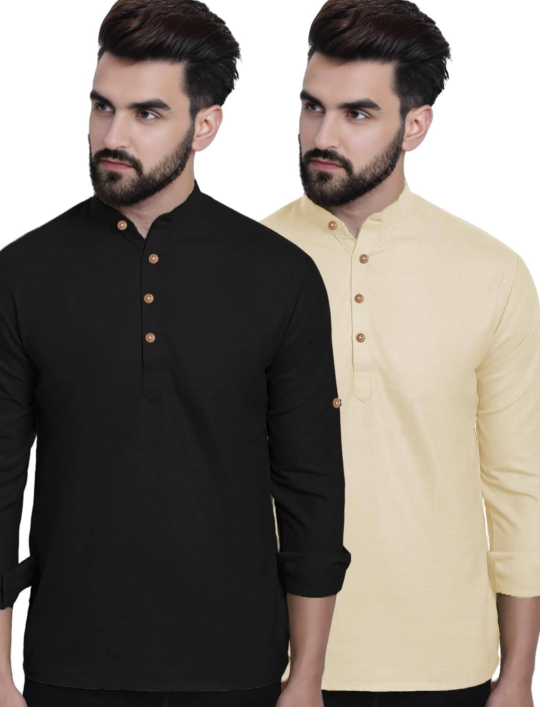 LENIA Beige Blended Men's Regular Kurta ( Pack of 2 ) LENIA Beige Blended Men's Regular Kurta ( Pack of 2 )
