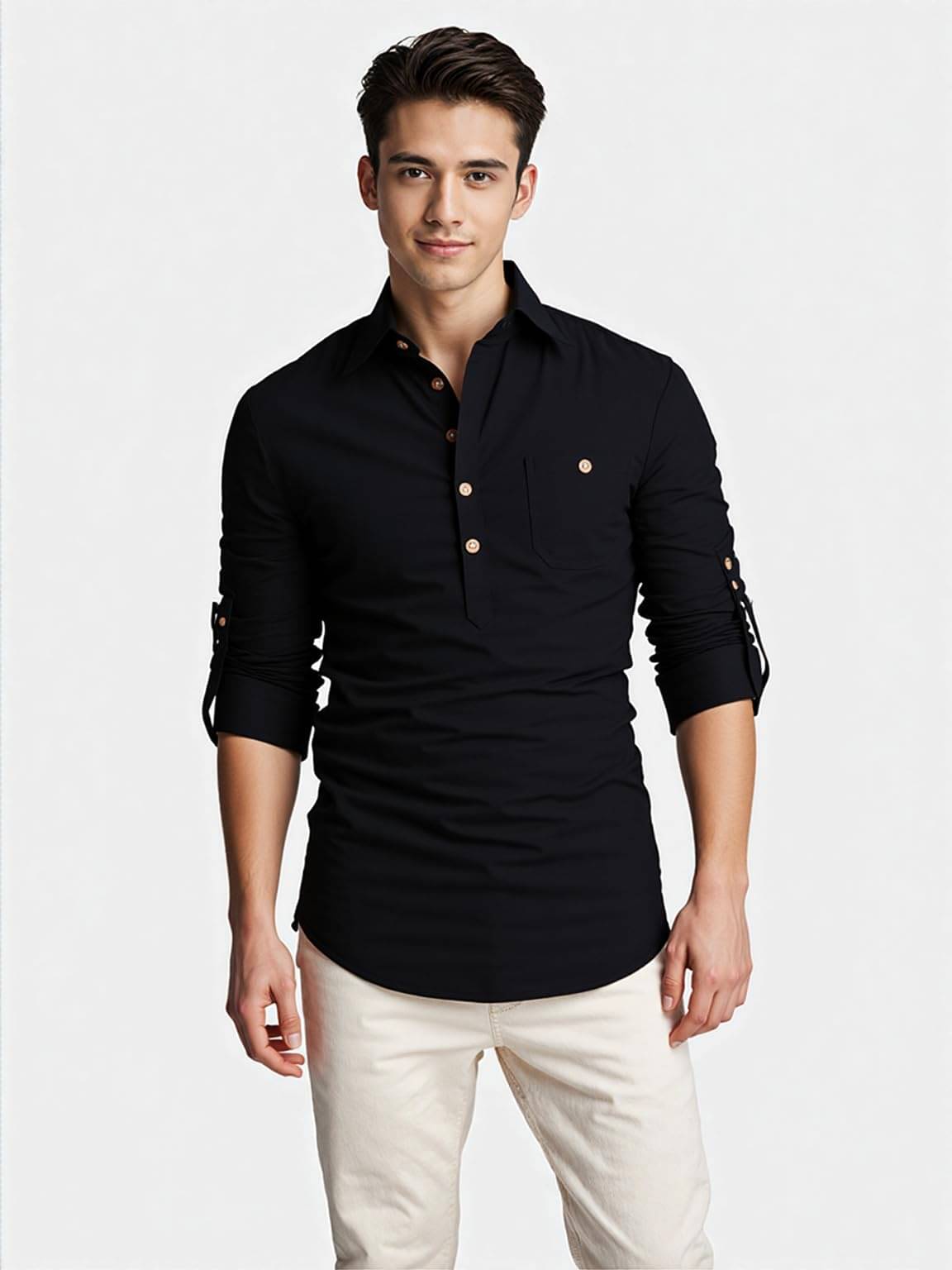     			LENIA Black Blended Men's Regular Kurta ( Pack of 1 )