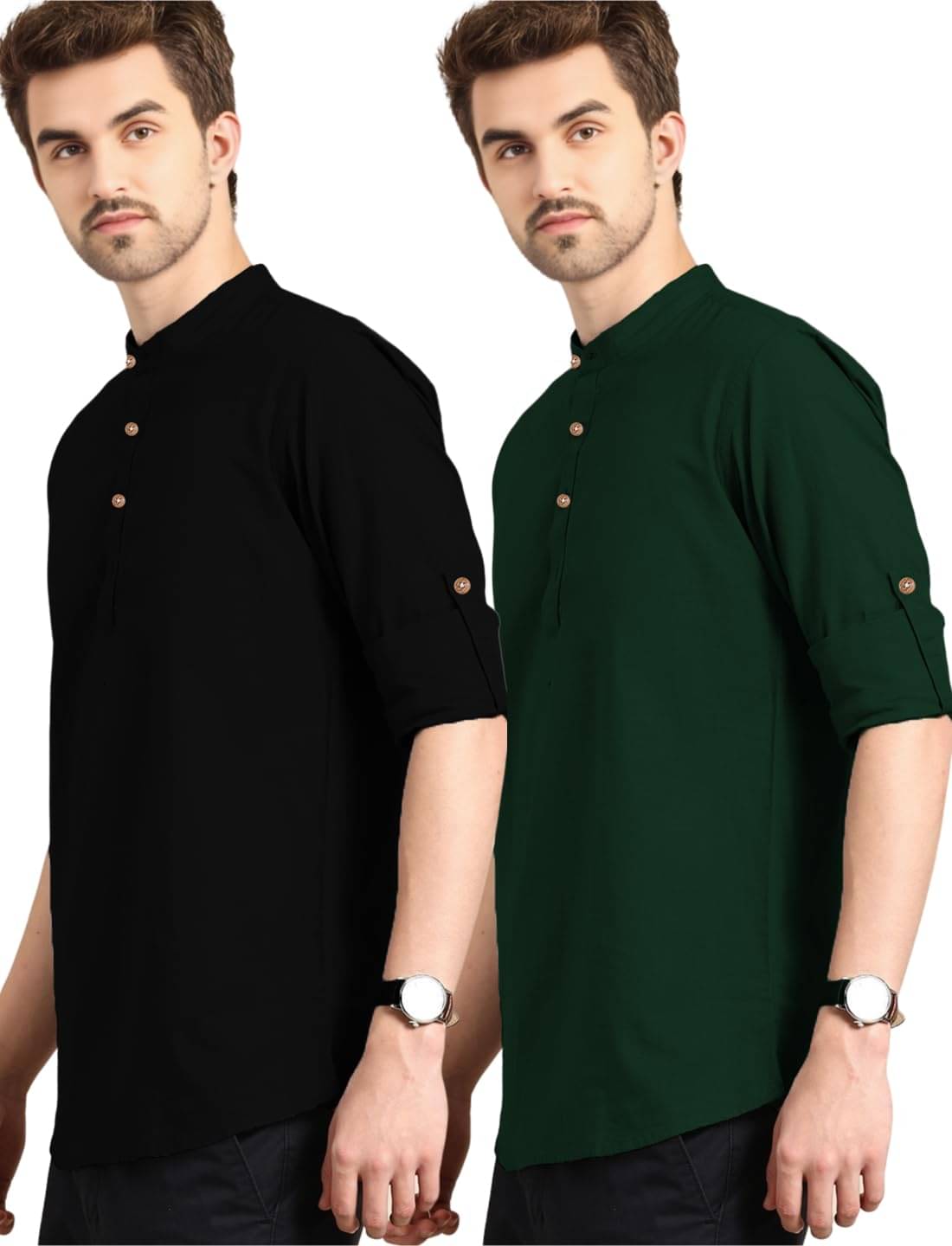     			LENIA Green Blended Men's Regular Kurta ( Pack of 2 )