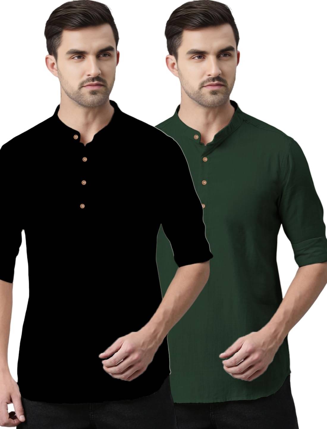     			LENIA Green Blended Men's Regular Kurta ( Pack of 2 )