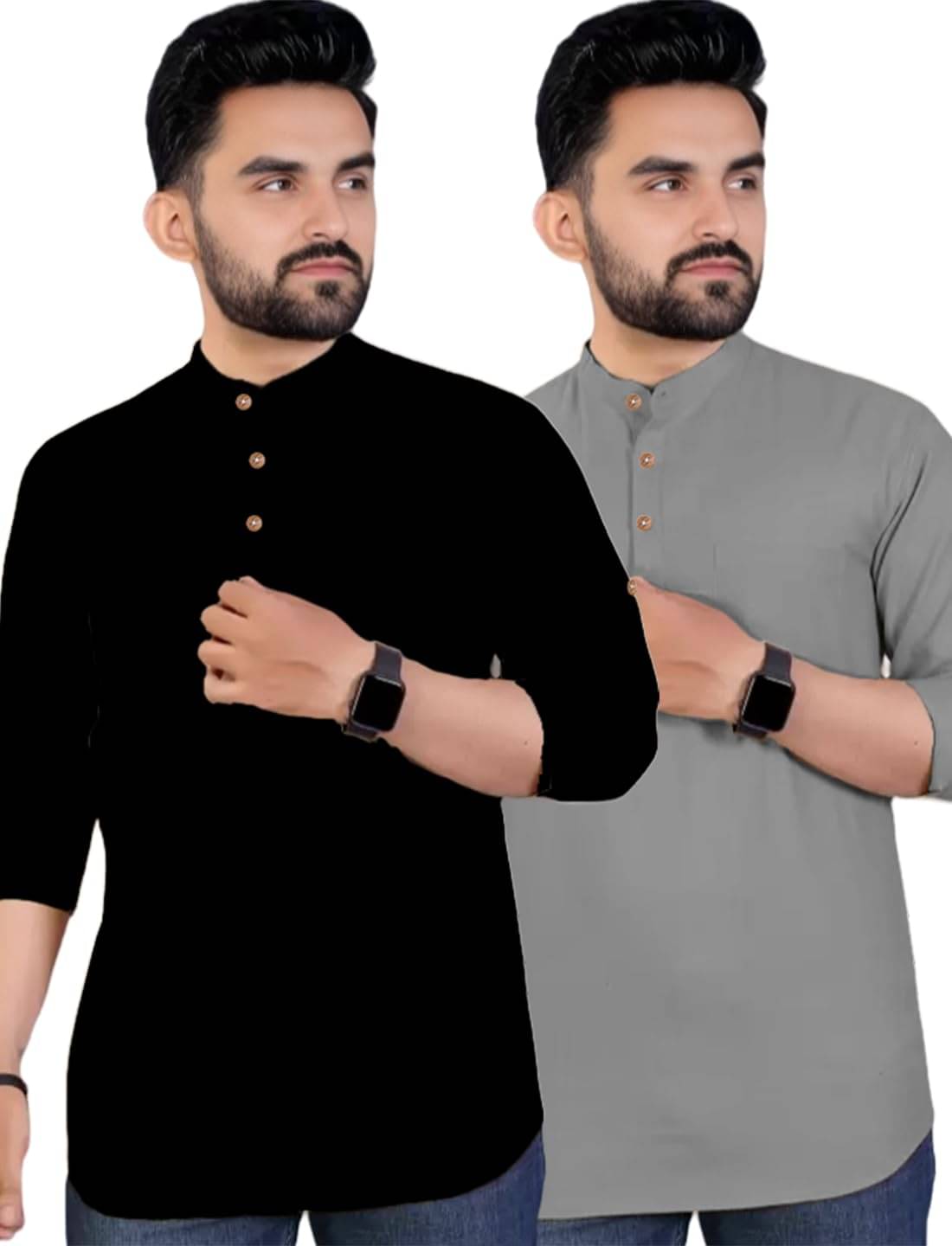 LENIA Grey Blended Men's Regular Kurta ( Pack of 2 ) LENIA Grey Blended Men's Regular Kurta ( Pack of 2 )