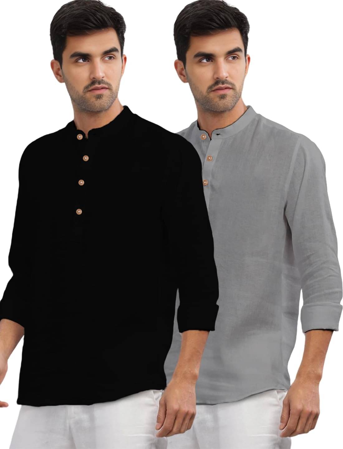LENIA Grey Blended Men's Regular Kurta ( Pack of 2 ) LENIA Grey Blended Men's Regular Kurta ( Pack of 2 )