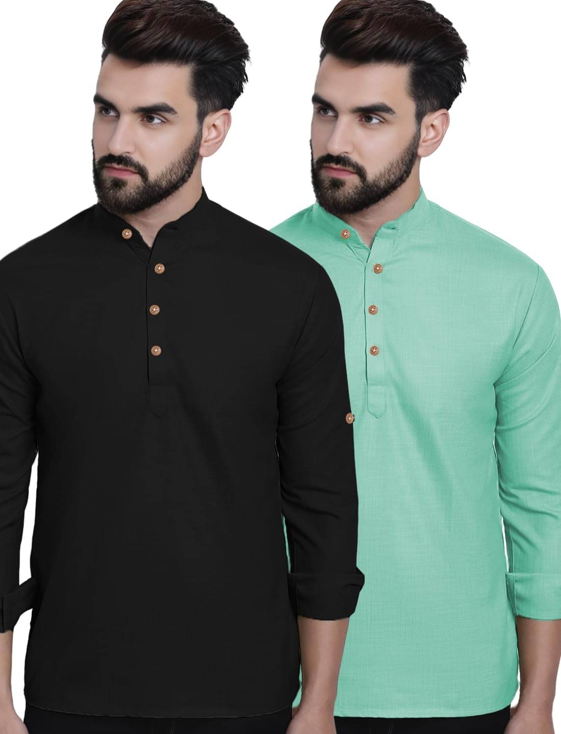     			LENIA Light Blue Blended Men's Regular Kurta ( Pack of 2 )