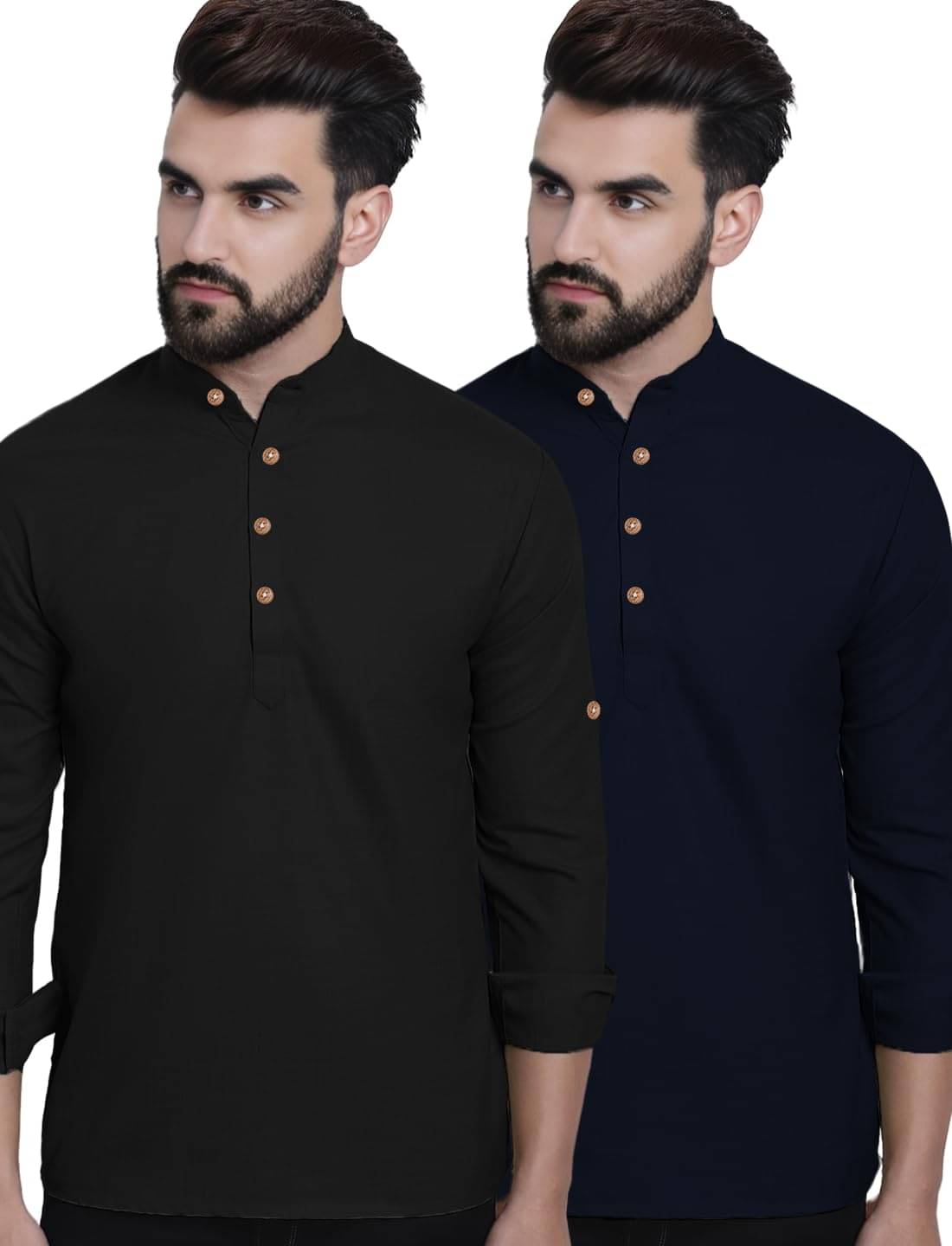 LENIA Navy Blue Blended Men's Regular Kurta ( Pack of 2 ) LENIA Navy Blue Blended Men's Regular Kurta ( Pack of 2 )