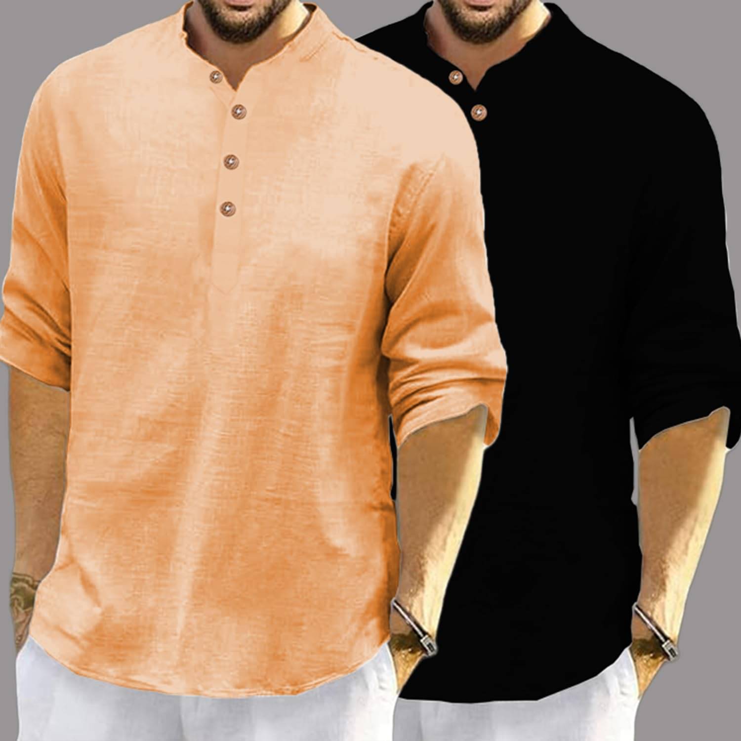     			LENIA Orange Blended Men's Regular Kurta ( Pack of 2 )