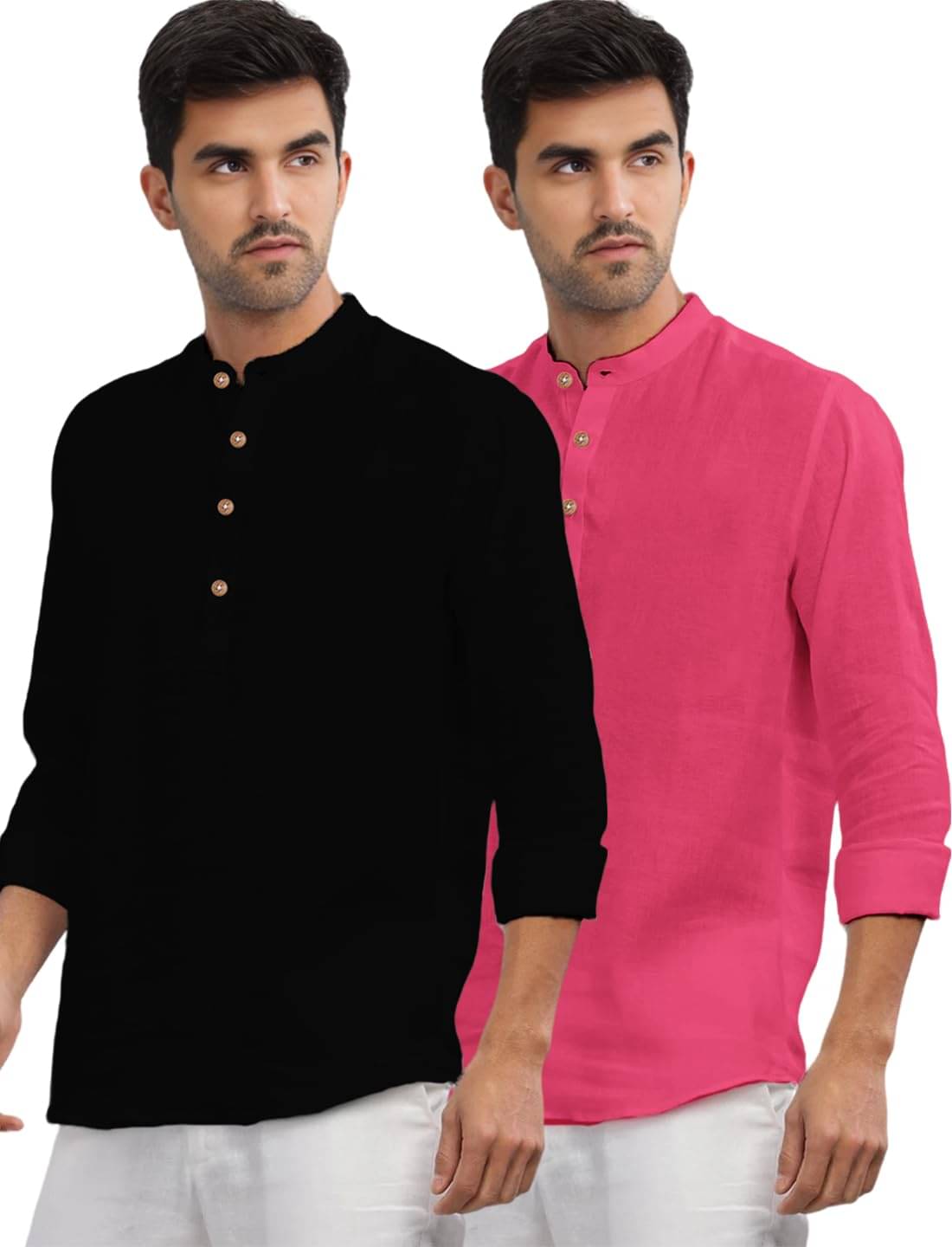 LENIA Pink Blended Men's Regular Kurta ( Pack of 2 ) LENIA Pink Blended Men's Regular Kurta ( Pack of 2 )