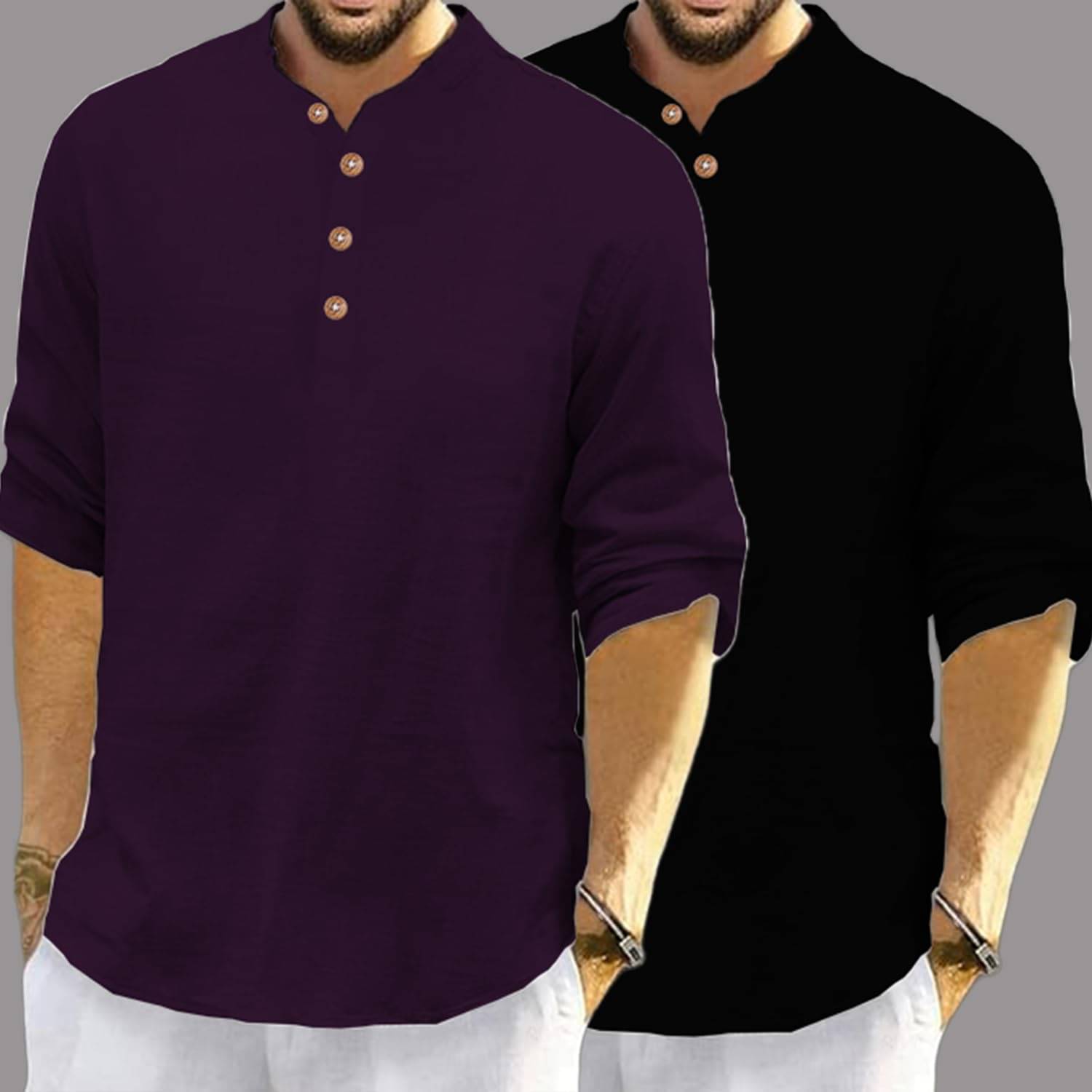 LENIA Purple Blended Men's Regular Kurta ( Pack of 2 ) LENIA Purple Blended Men's Regular Kurta ( Pack of 2 )