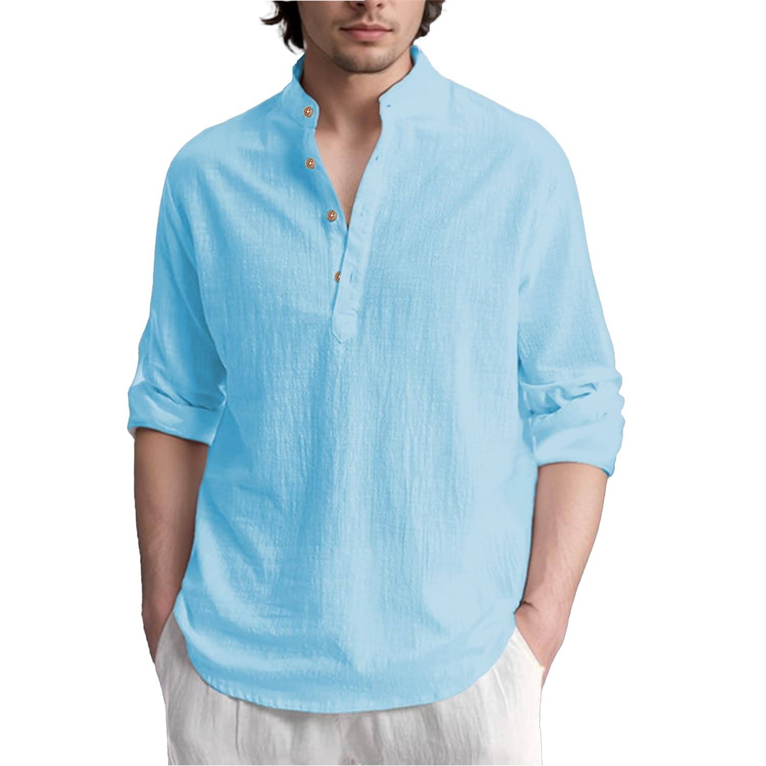     			LENIA Sky Blue Blended Men's Regular Kurta ( Pack of 1 )