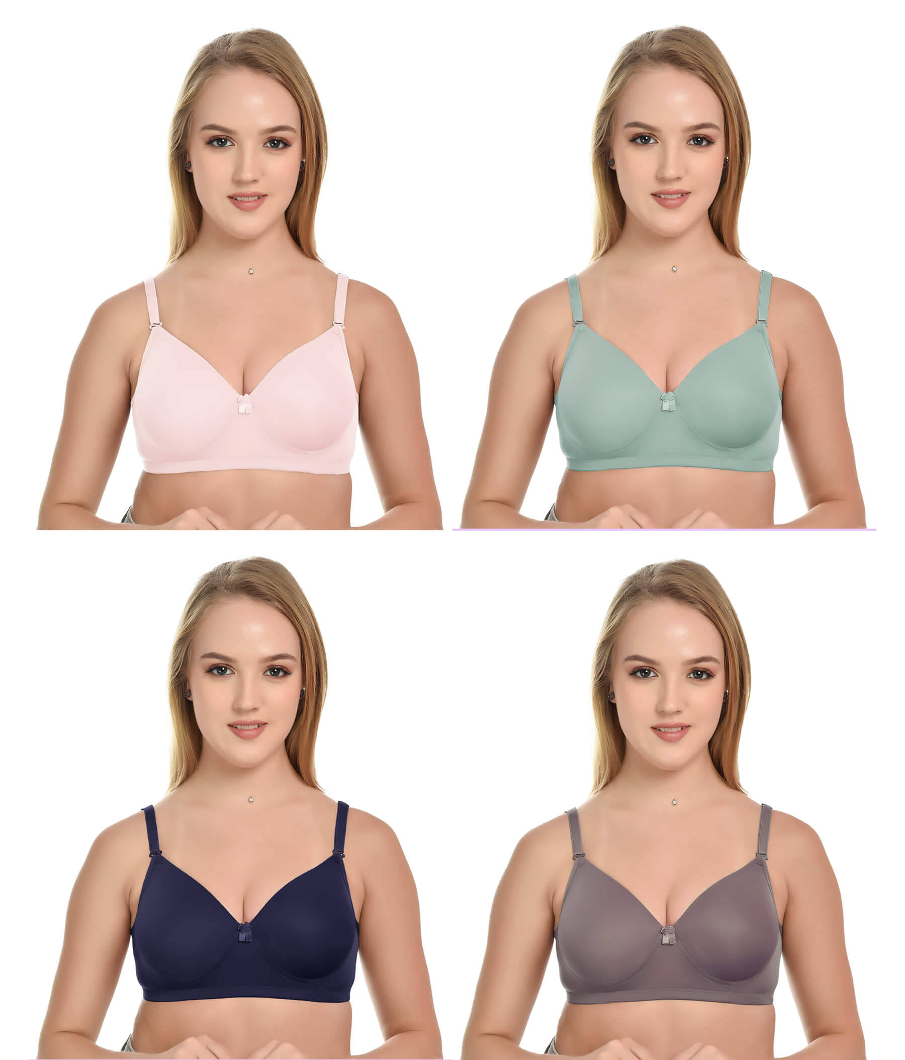     			Lushmod Pack of 4 Lycra Lightly Padded T-Shirt Bra For Women ( Multicolor 2 )