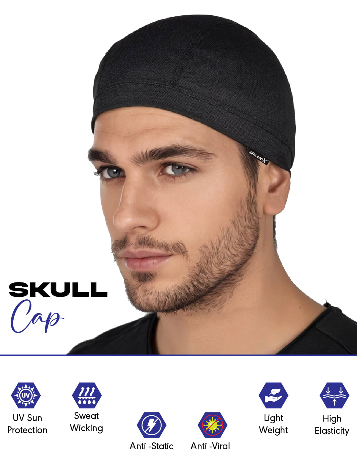     			MIKANIX Pack of 1 Nylon Men's Headwrap ( Black )