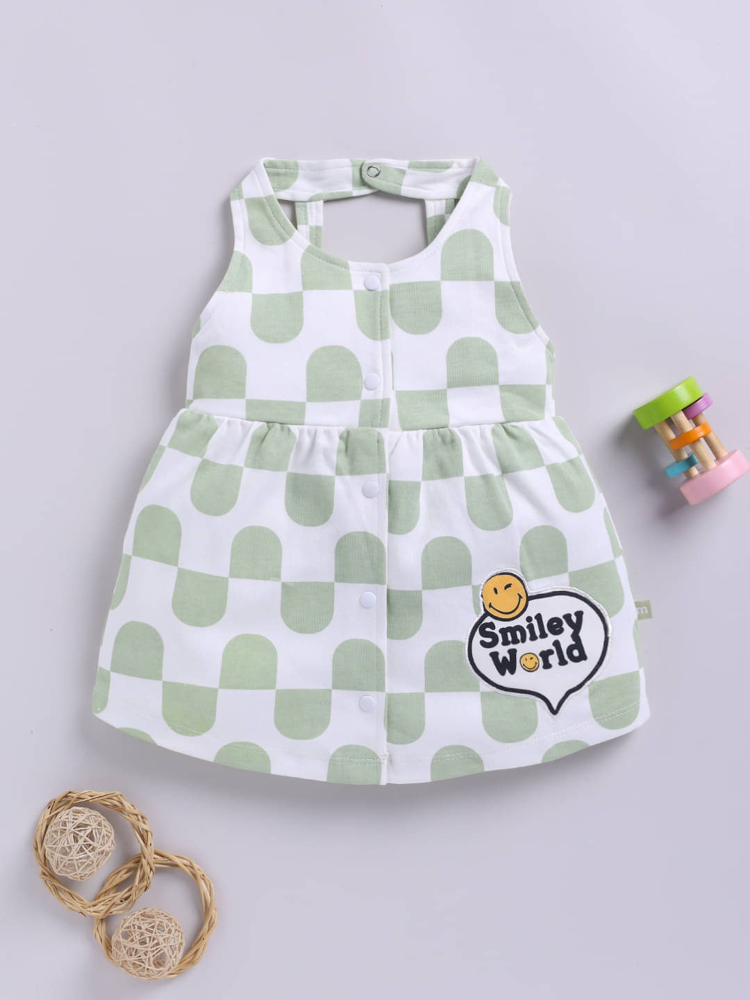     			Mom's Love Cotton Frock For Baby Girls ( Pack of 1 , Green )
