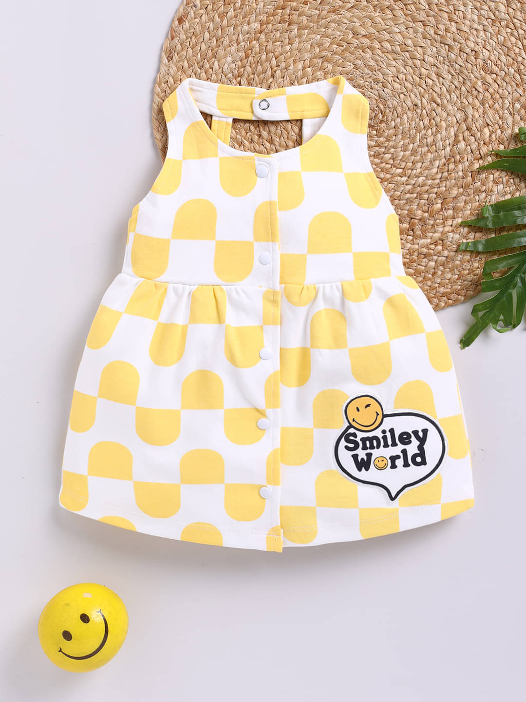    			Mom's Love Cotton Frock For Baby Girls ( Pack of 1 , Yellow )