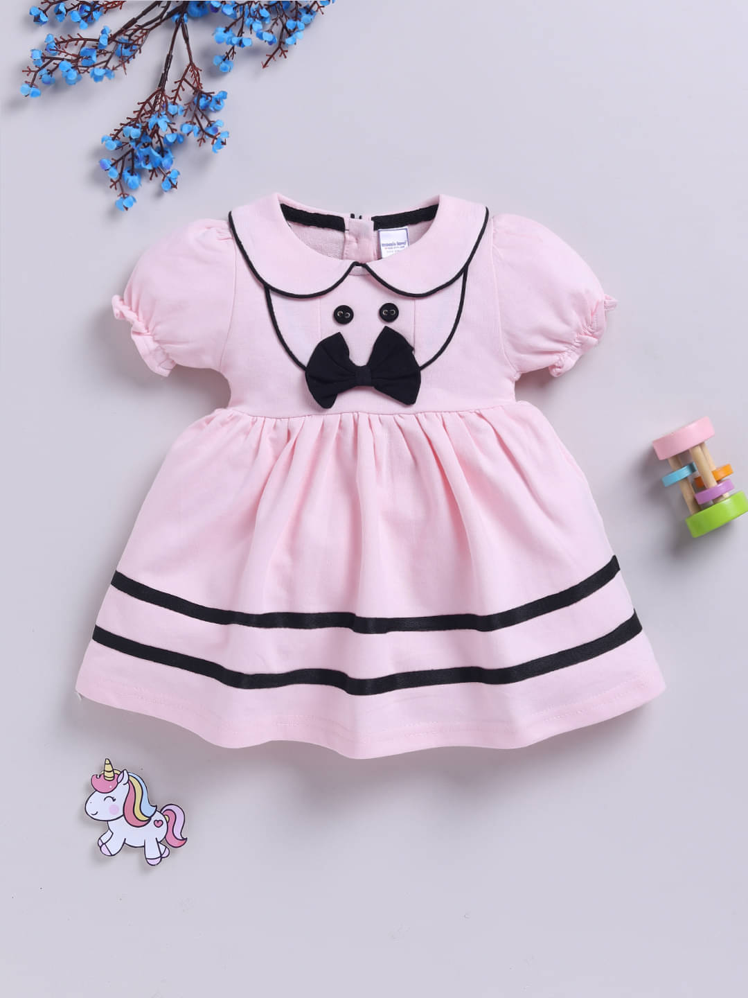     			Mom's Love Cotton Frock For Baby Girls ( Pack of 1 , Pink )