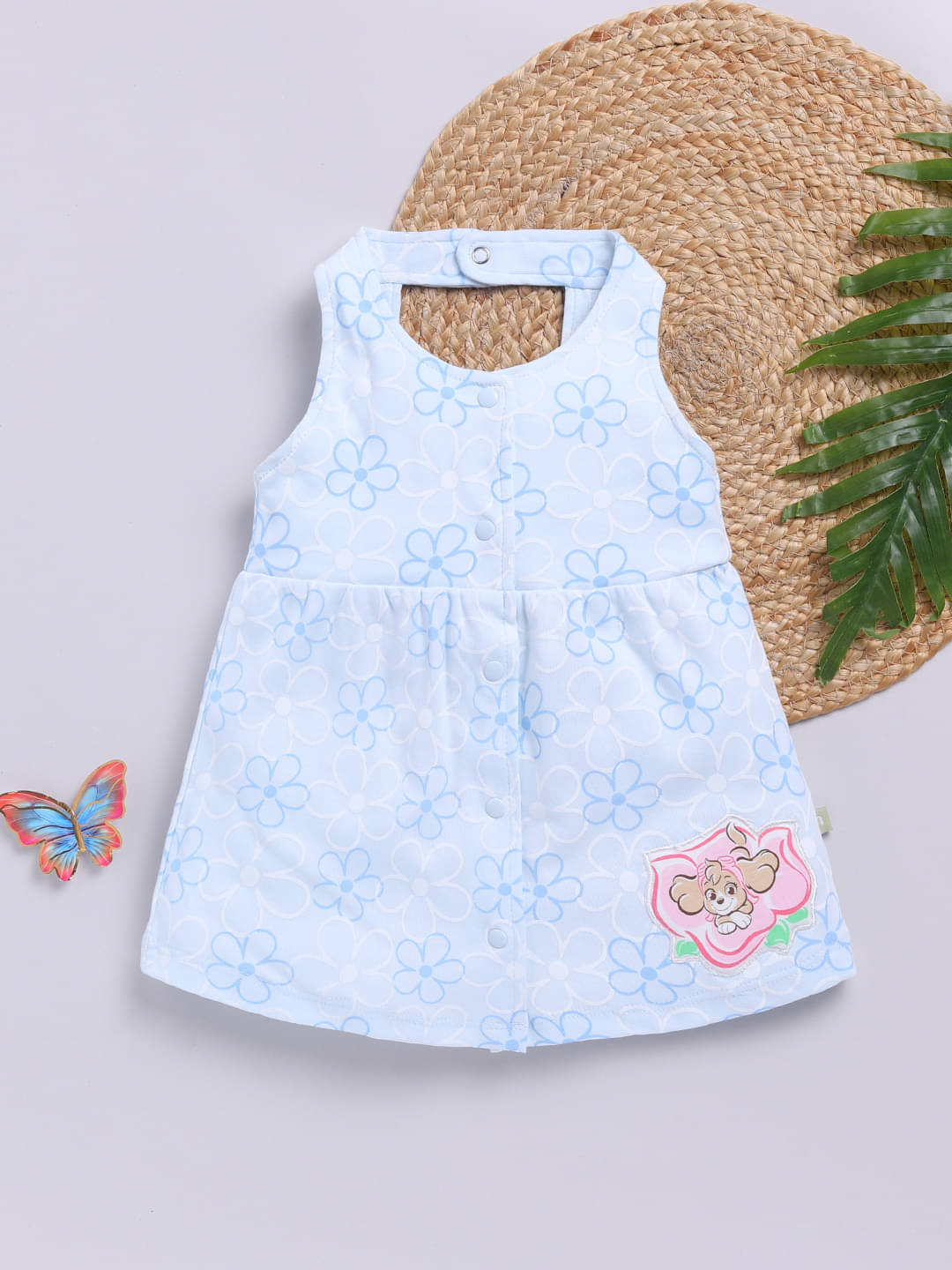     			Mom's Love Cotton Frock For Baby Girls ( Pack of 1 , Aqua )