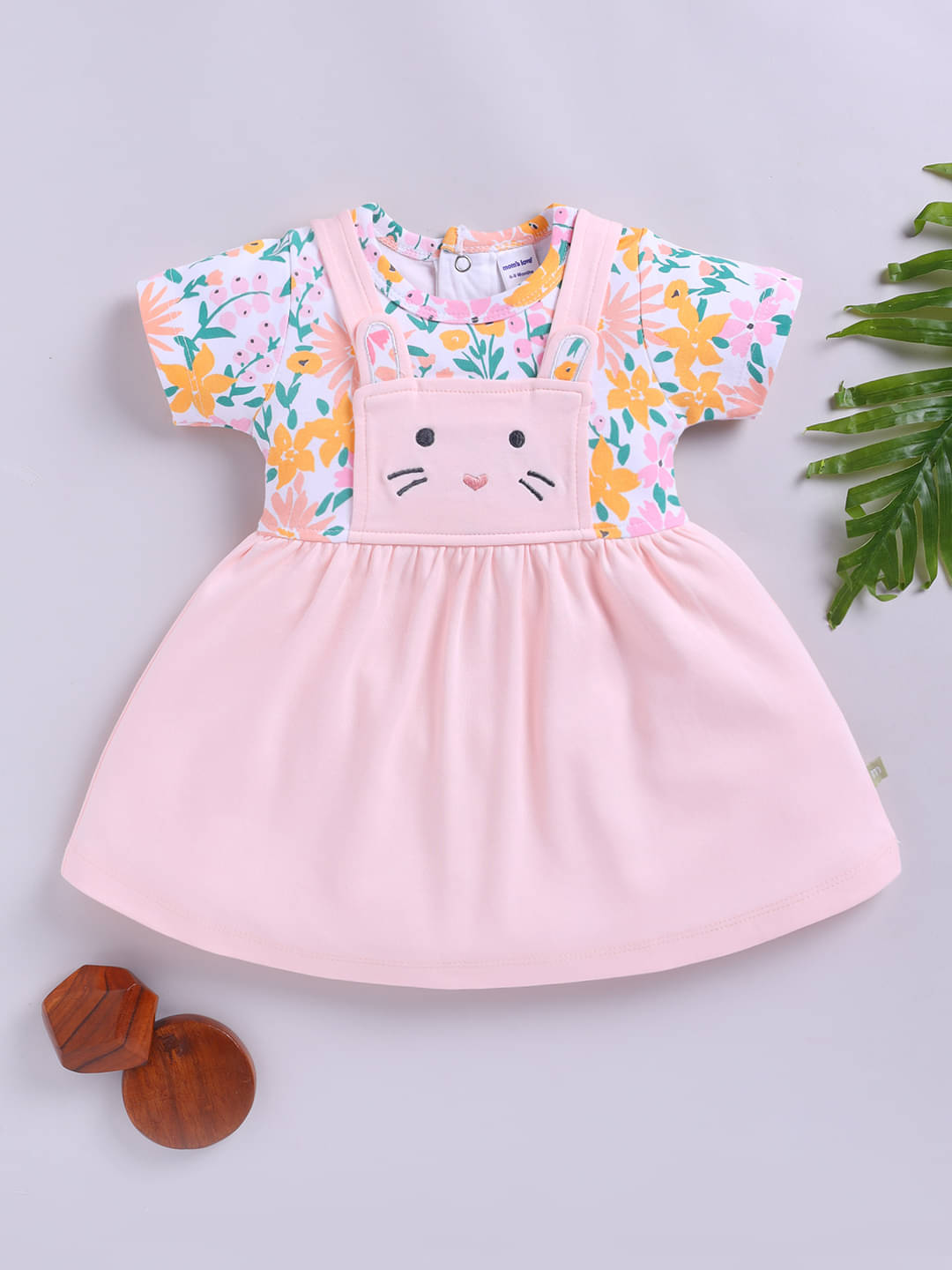     			Mom's Love Cotton Frock For Baby Girls ( Pack of 1 , Peach )