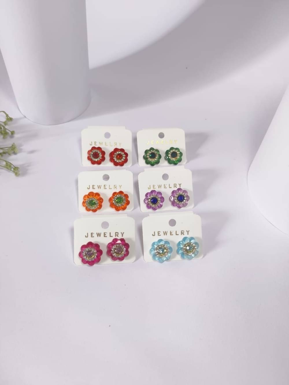     			Nayakstore Multi Color Stud Earrings ( Pack of 6 )