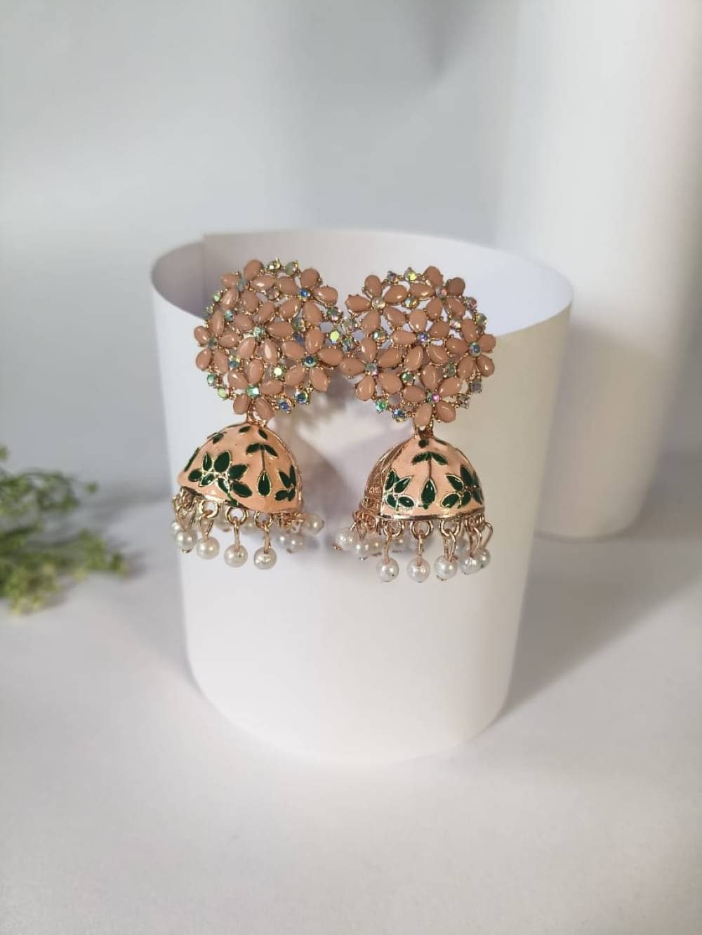     			Nayakstore Peach Jhumki Earrings ( Pack of 1 )
