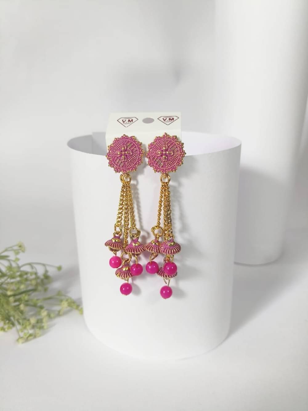     			Nayakstore Pink Jhumki Earrings ( Pack of 1 )