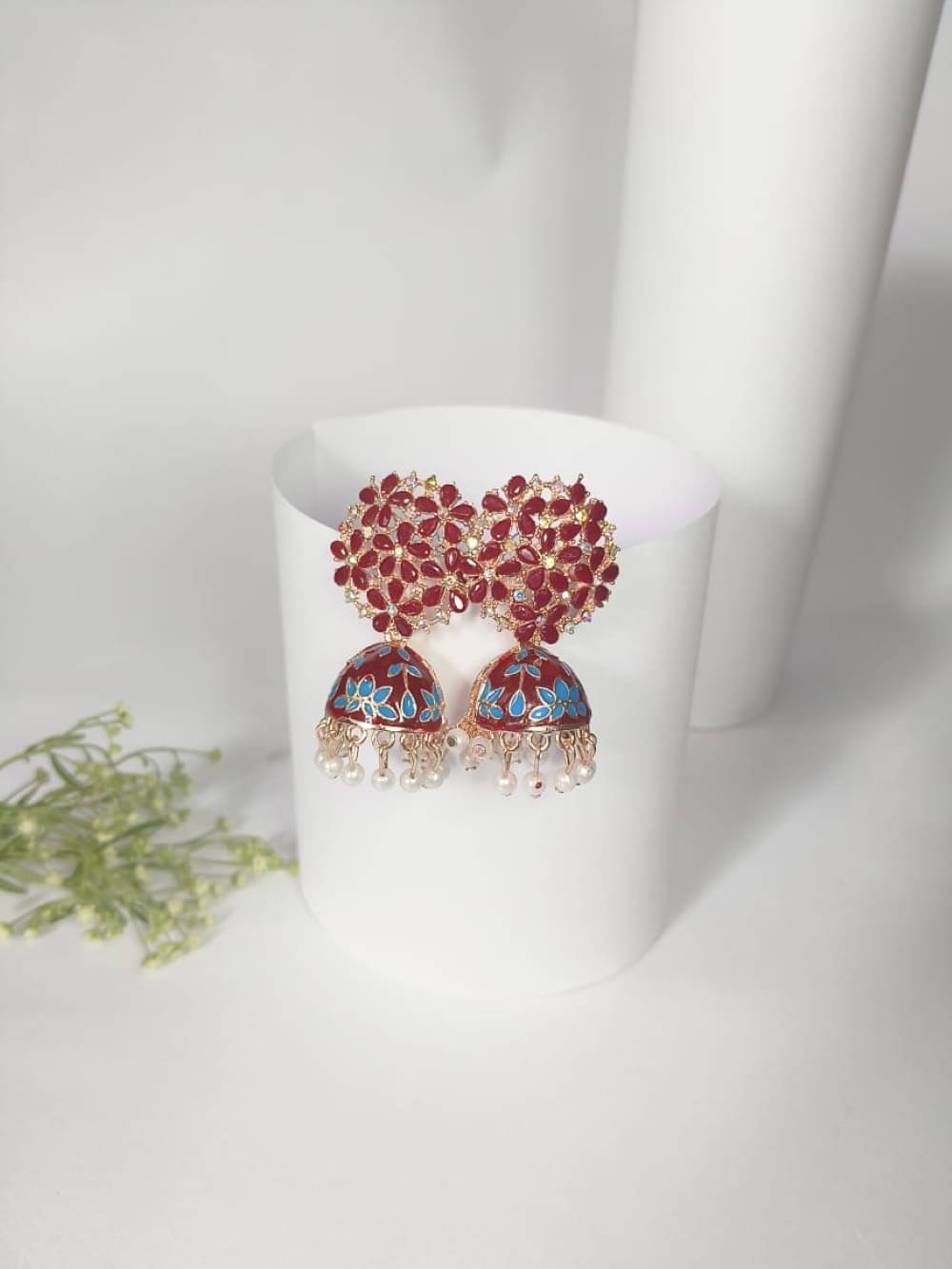     			Nayakstore Red Jhumki Earrings ( Pack of 1 )