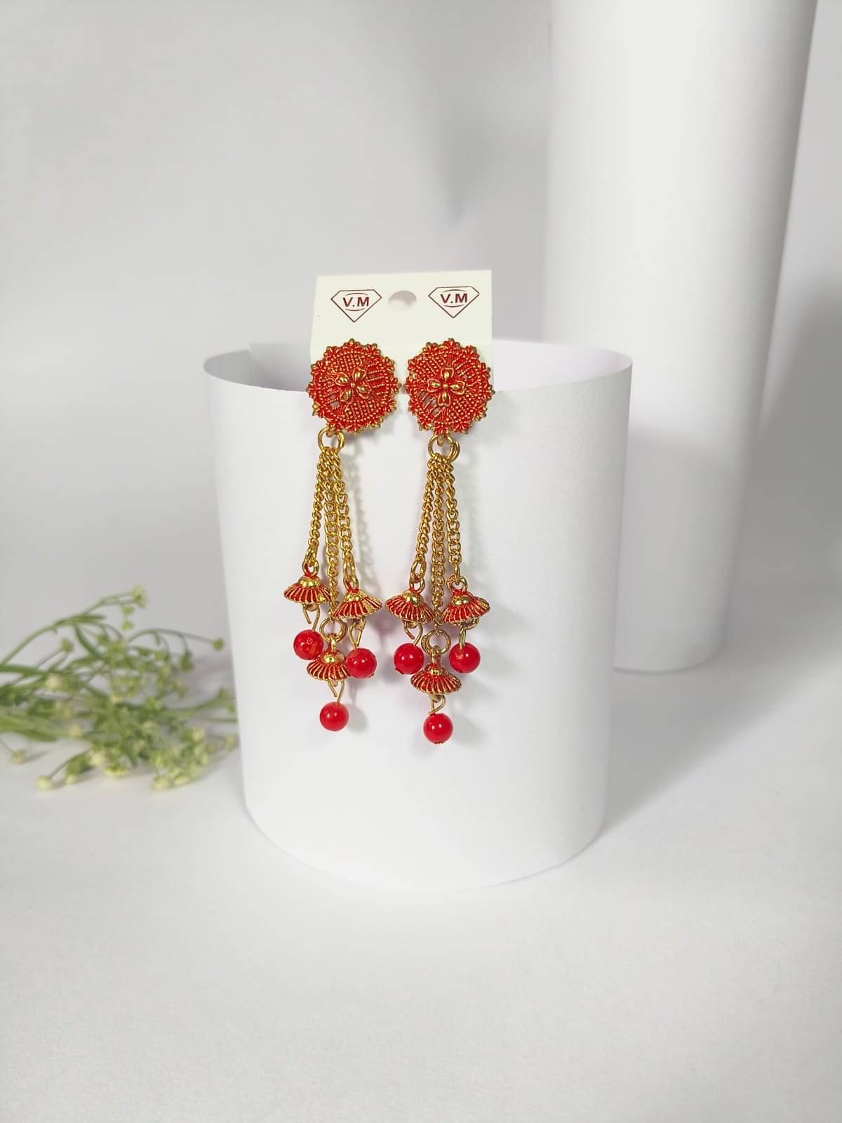     			Nayakstore Red Jhumki Earrings ( Pack of 1 )