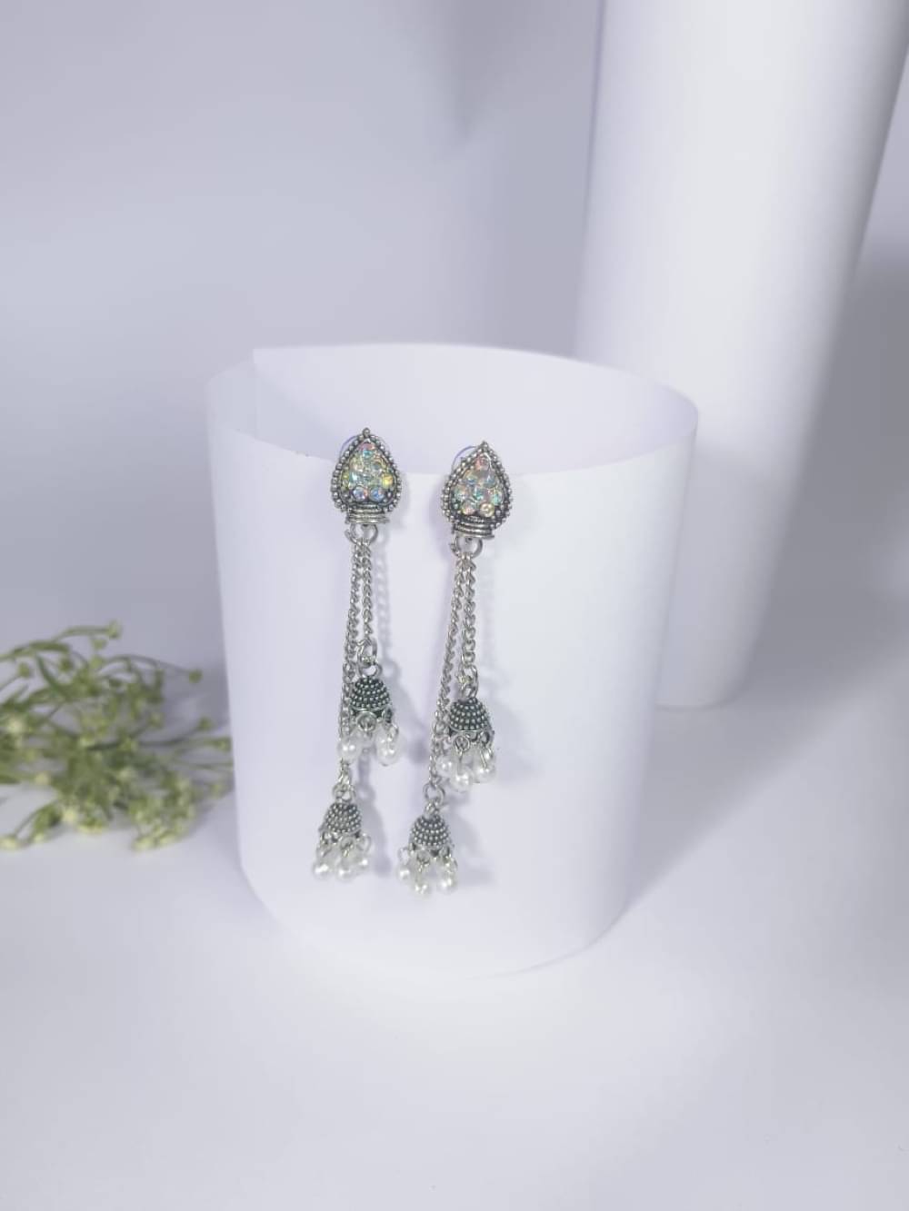     			Nayakstore Silver Jhumki Earrings ( Pack of 1 )