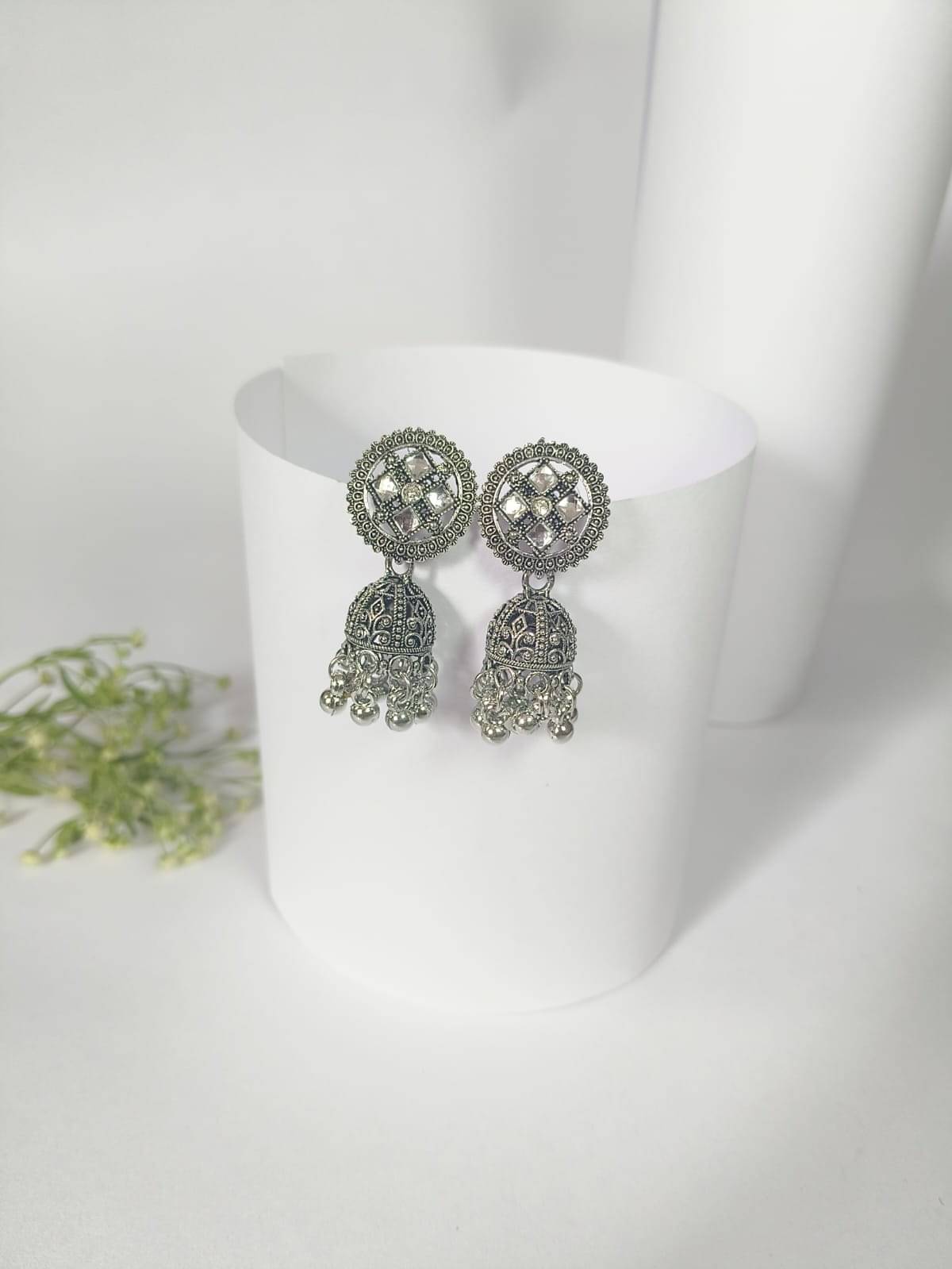     			Nayakstore Silver Jhumki Earrings ( Pack of 1 )