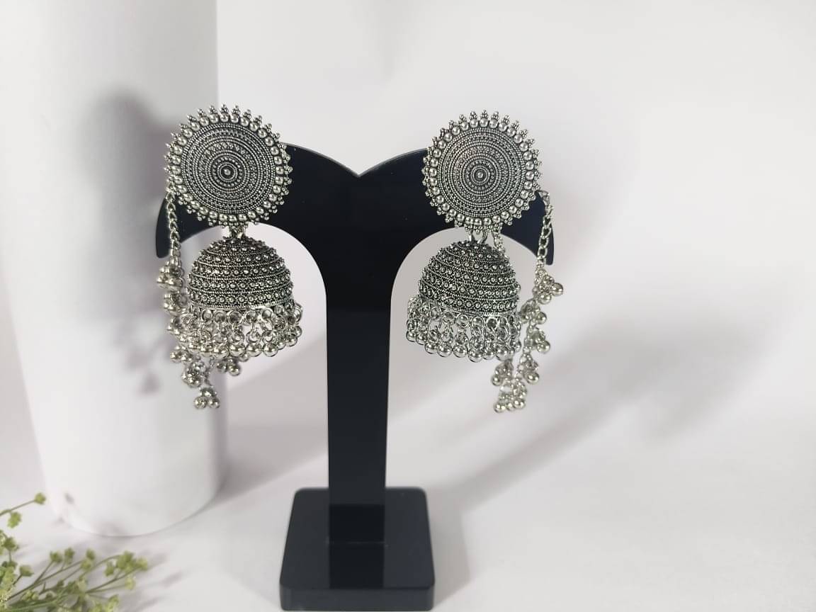    			Nayakstore Silver Jhumki Earrings ( Pack of 1 )