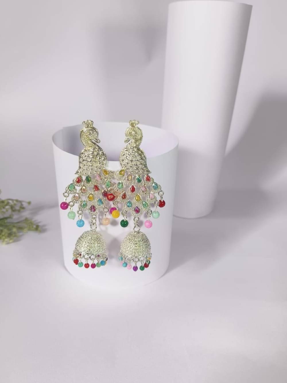     			Nayakstore Silver Jhumki Earrings ( Pack of 1 )