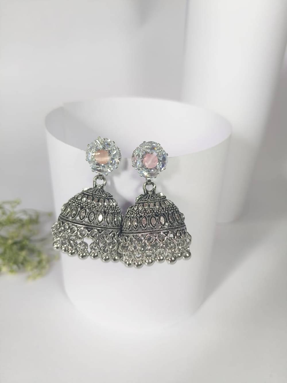     			Nayakstore Silver Jhumki Earrings ( Pack of 1 )