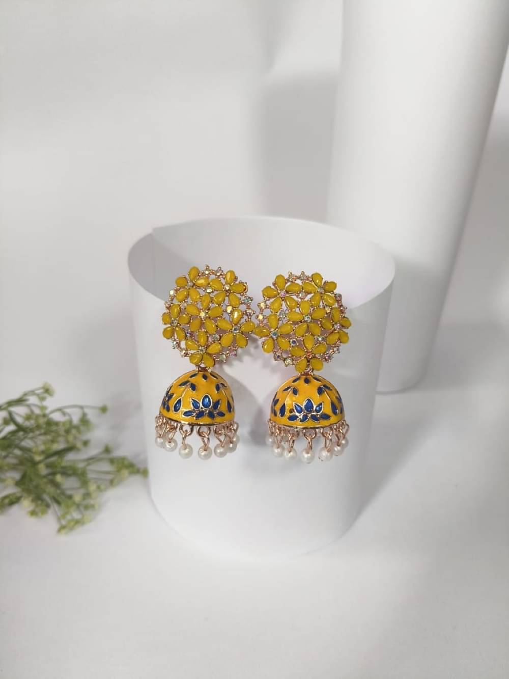     			Nayakstore Yellow Jhumki Earrings ( Pack of 1 )