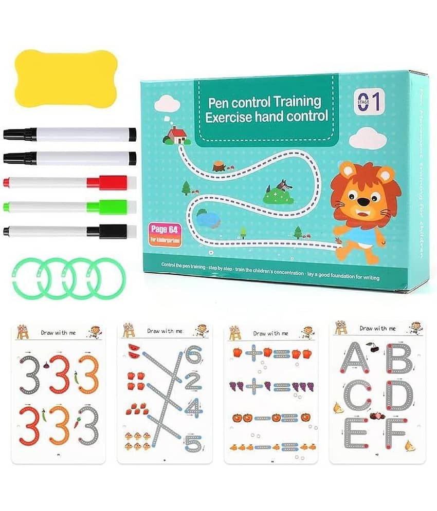 Reusable Magic Practice Copybook Kit for Kids, Writing Practice And Pen Control Workbook Set, Educational Learning Drawing Book, Lines, Shapes, Pattern For Montessori, Home, Preschool - Stationery | Buy online on ZillyBuy