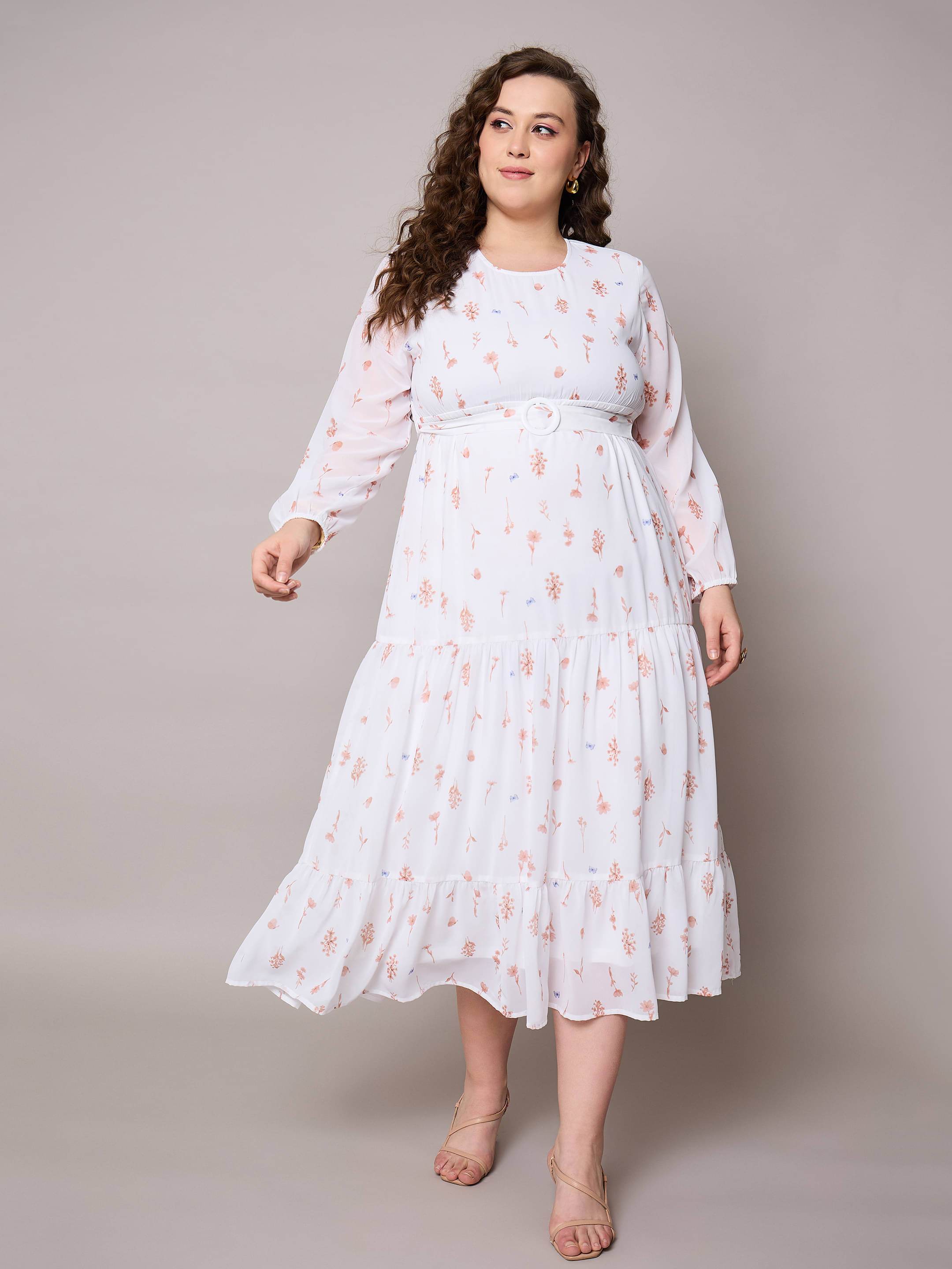 SASSAFRAS Curve Women Polyester Fit & Flare Dress ( Brown ) SASSAFRAS Curve Women Polyester Fit & Flare Dress ( Brown )