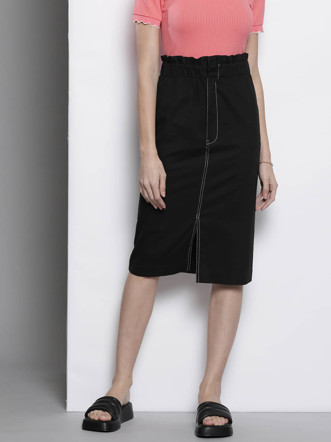 Sassafras Black Cotton Women's Pencil Skirt ( Pack of 1 ) Sassafras Black Cotton Women's Pencil Skirt ( Pack of 1 )