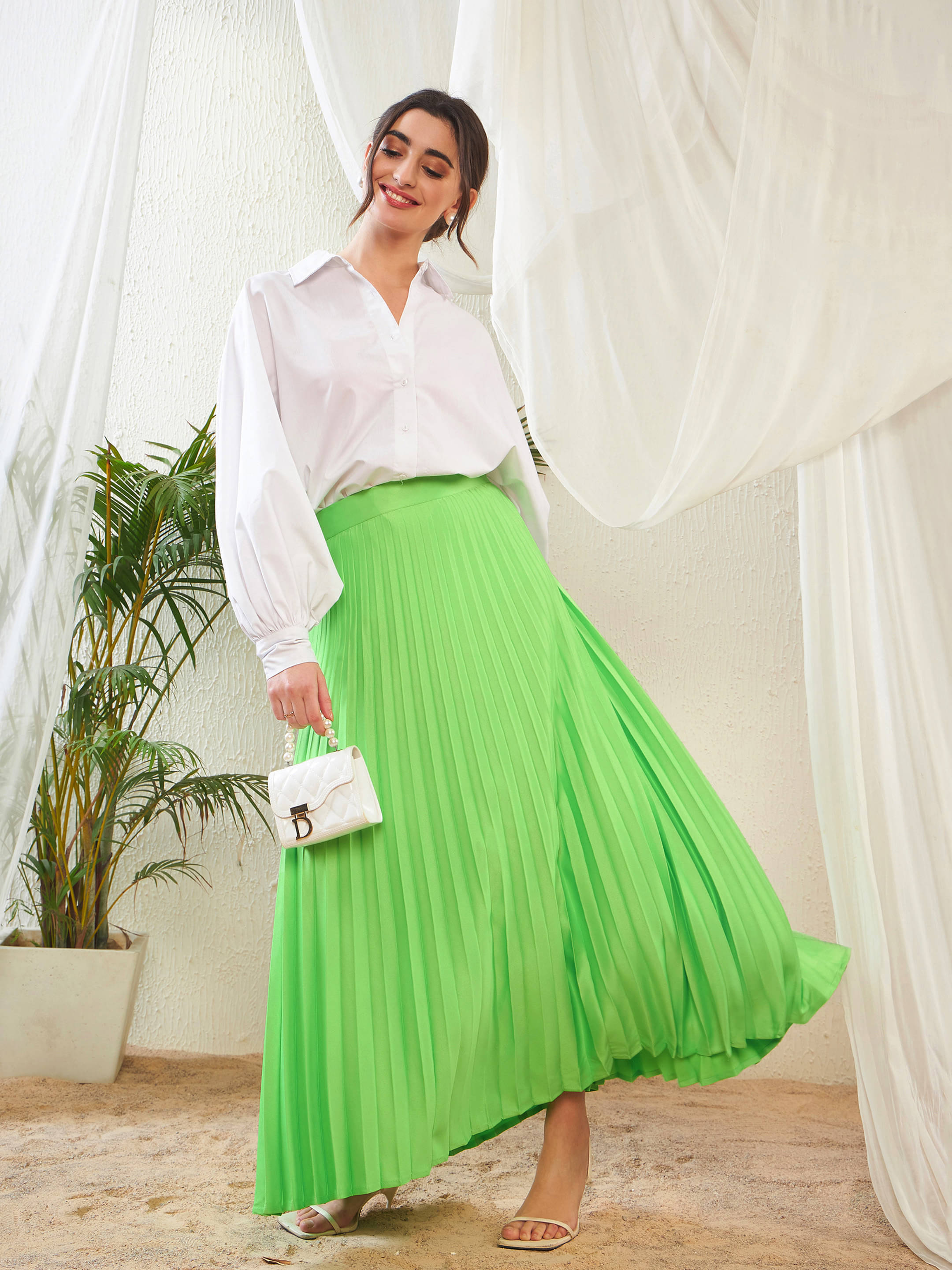 Sassafras Green Polyester Women's Flared Skirt ( Pack of 1 ) Sassafras Green Polyester Women's Flared Skirt ( Pack of 1 )