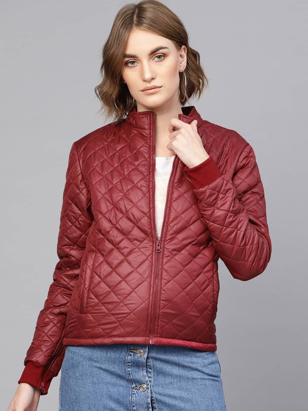     			Sassafras - Polyester Maroon Bomber Jackets
