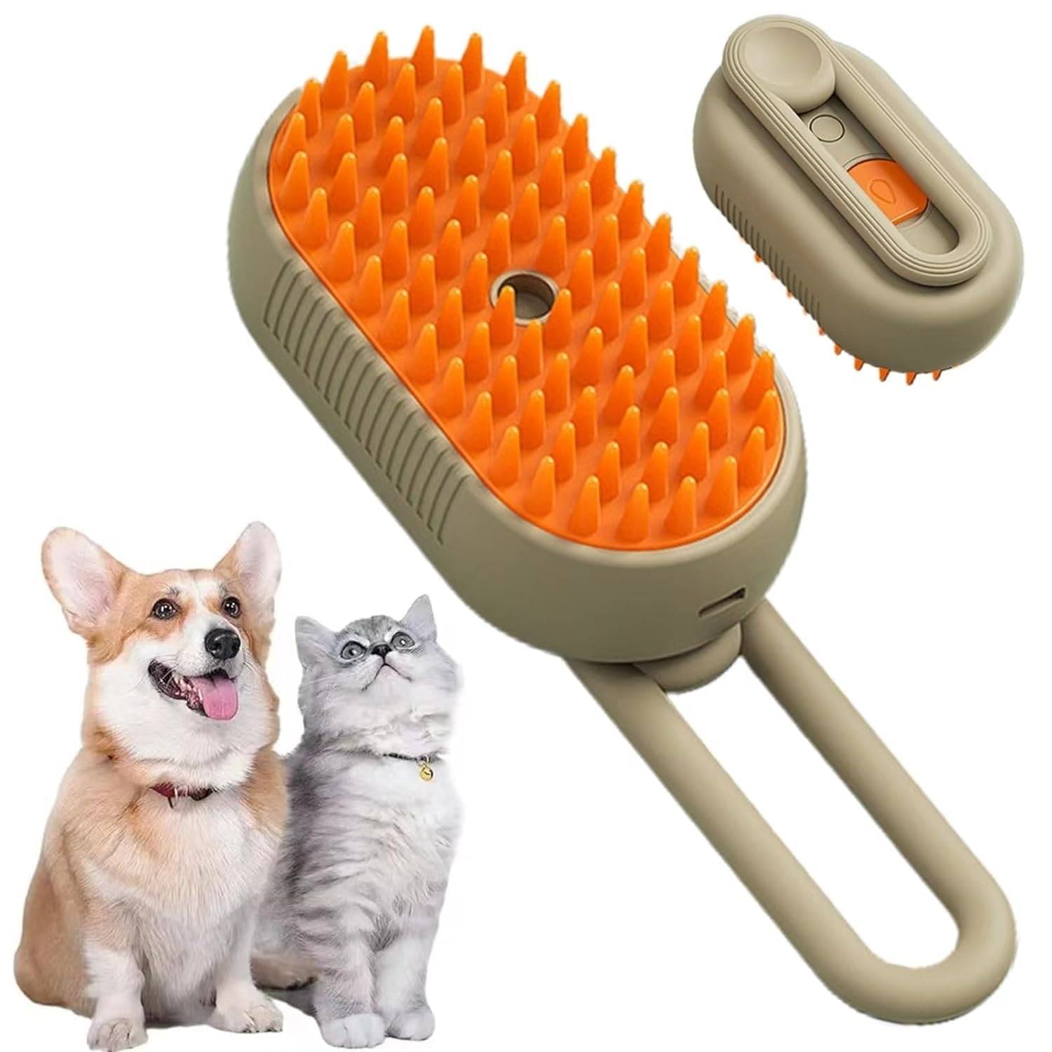     			Steam Brush for Dog Cat Steam Brush 3 in 1 Water Brush for Dogs Silicone Massage Dog Comb Electric
