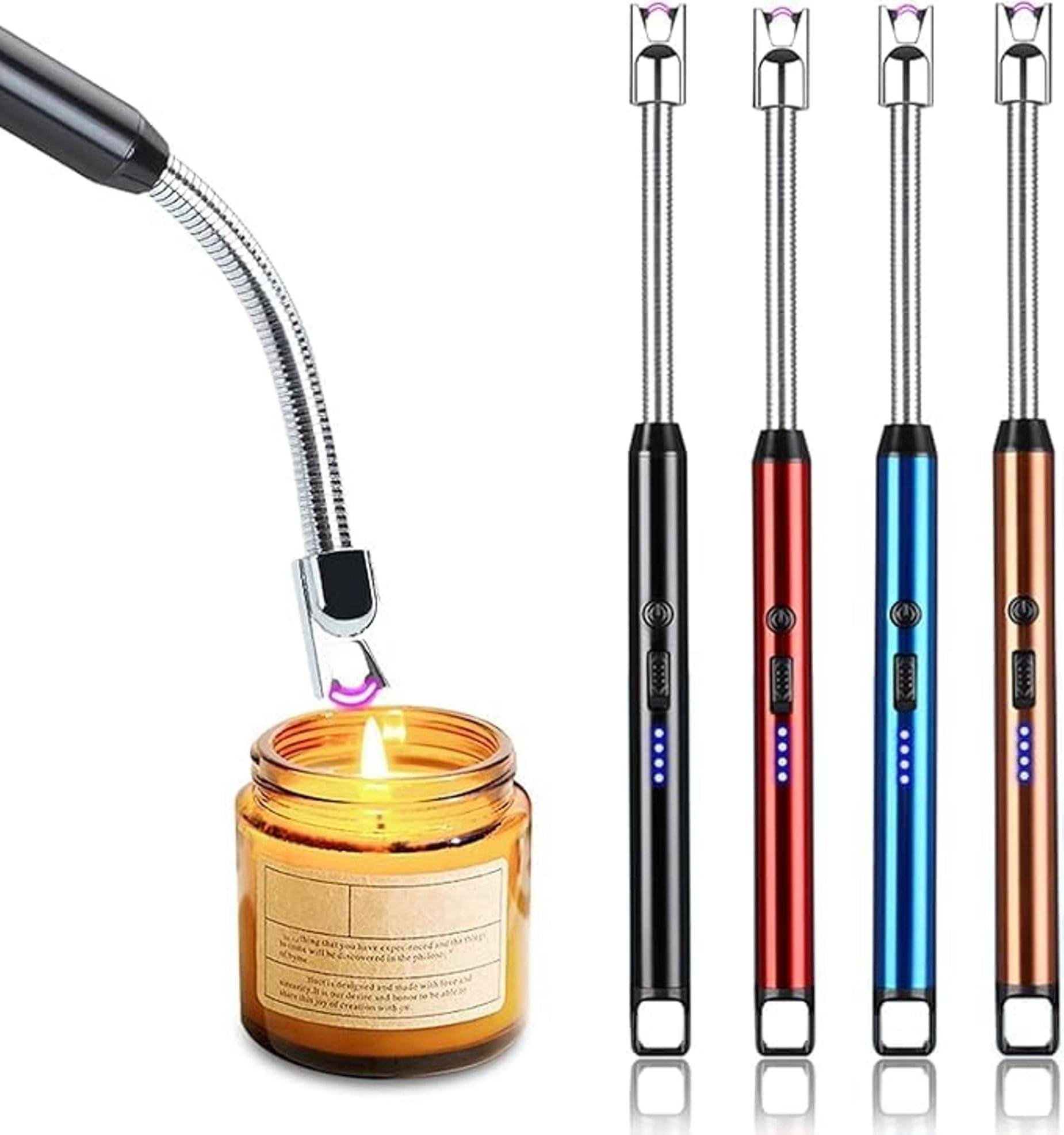     			THRIFTKART -Rechargeable Lighter, Candle, Arc Lighter with USB Charging, Windproof, Led Battery Display, Safety Switch, Rotate 360 Degrees for Aromatherapy, Candles, BBQ, Camping - Metal
