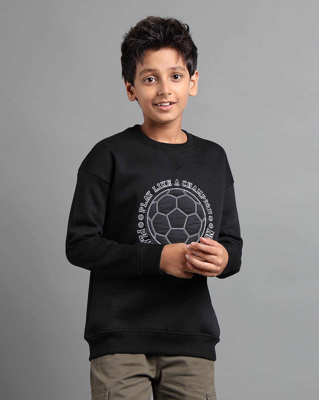     			Under Fourteen Only Pack of 1 Boys Cotton Sweatshirt ( BLACK )