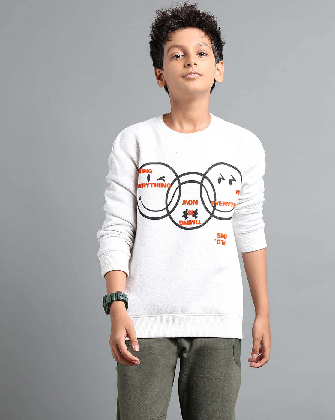     			Under Fourteen Only Pack of 1 Boys Fleece Sweatshirt ( OFF WHITE )