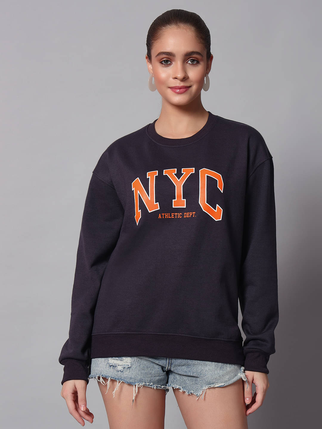 7 ISLANDS Women Fleece Round Neck Sweatshirt ( Grey ) 7 ISLANDS Women Fleece Round Neck Sweatshirt ( Grey )