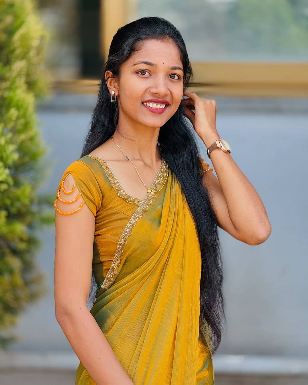     			ANAND SAREES Silk Blend Solid Ilkal Saree With Unstitched Blouse Piece ( MUSTARD )