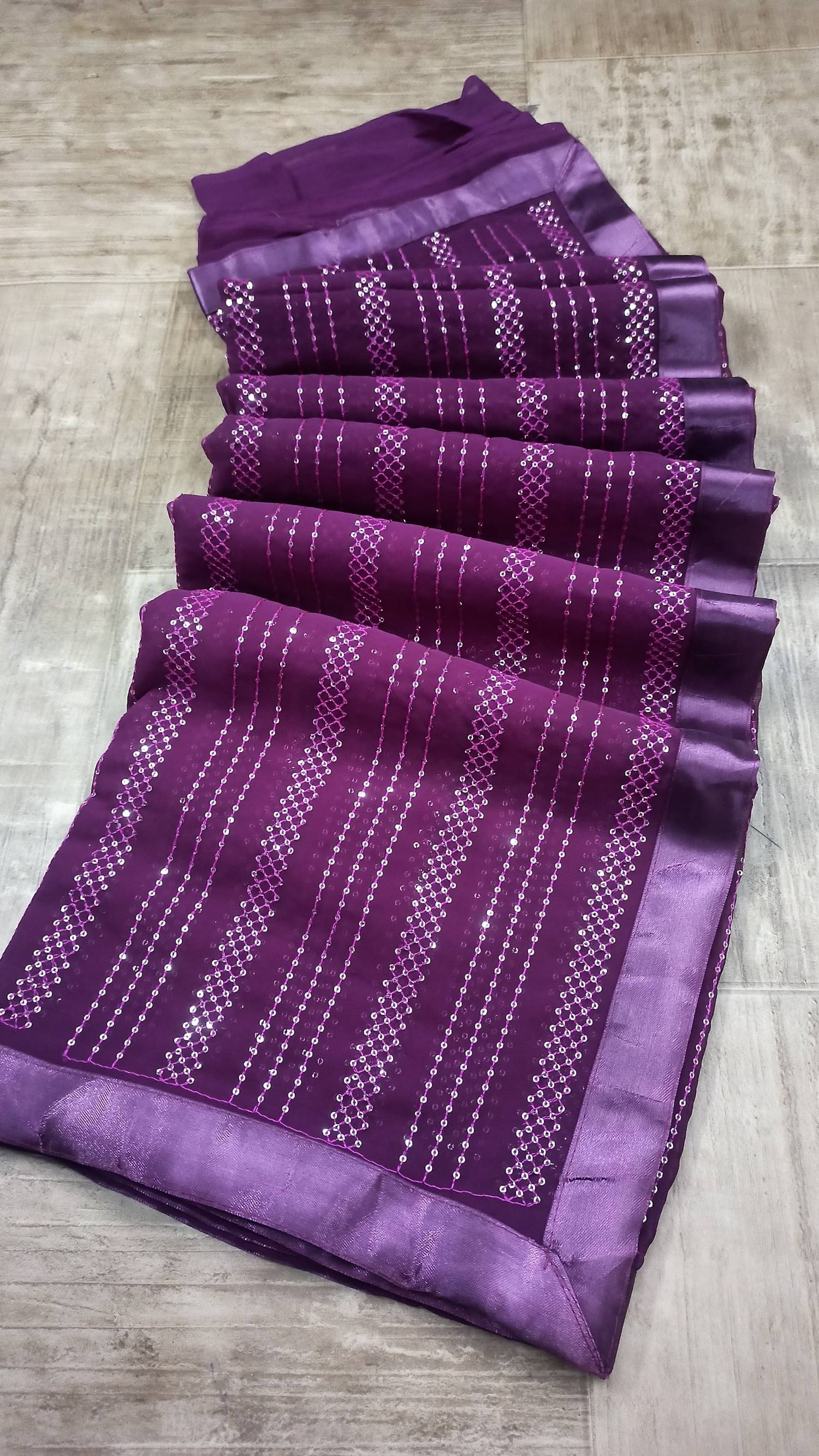 Aika Georgette Embroidered Regular Saree With Unstitched Blouse Piece ( Purple )     			Aika Georgette Embroidered Regular Saree With Unstitched Blouse Piece ( Purple )