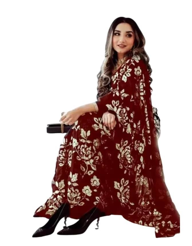    			Aika Georgette Embroidered Regular Saree With Unstitched Blouse Piece ( Red )