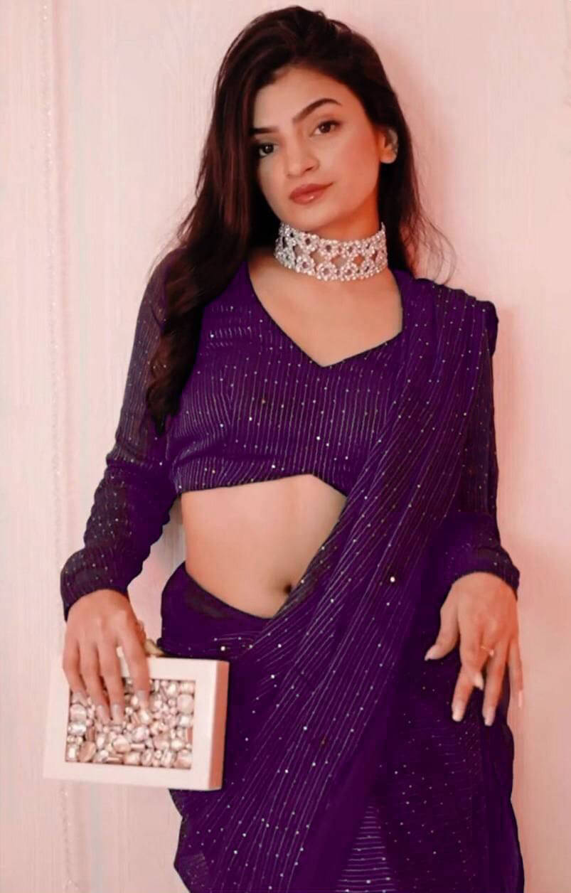     			Aika Georgette Embroidered Regular Saree With Unstitched Blouse Piece ( Wine )