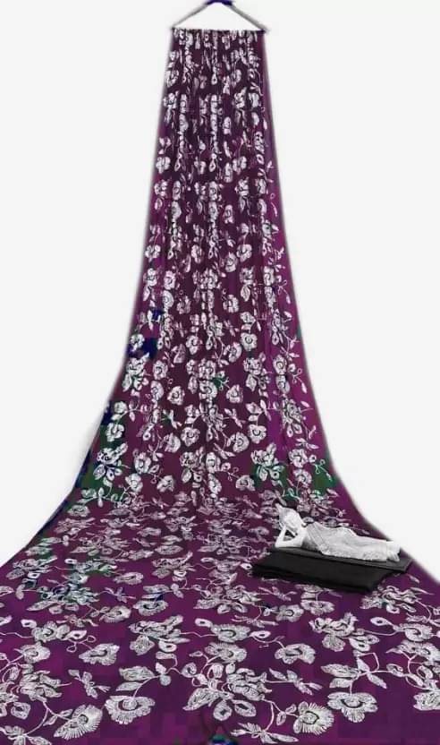     			Aika Georgette Embroidered Regular Saree With Unstitched Blouse Piece ( Purple )