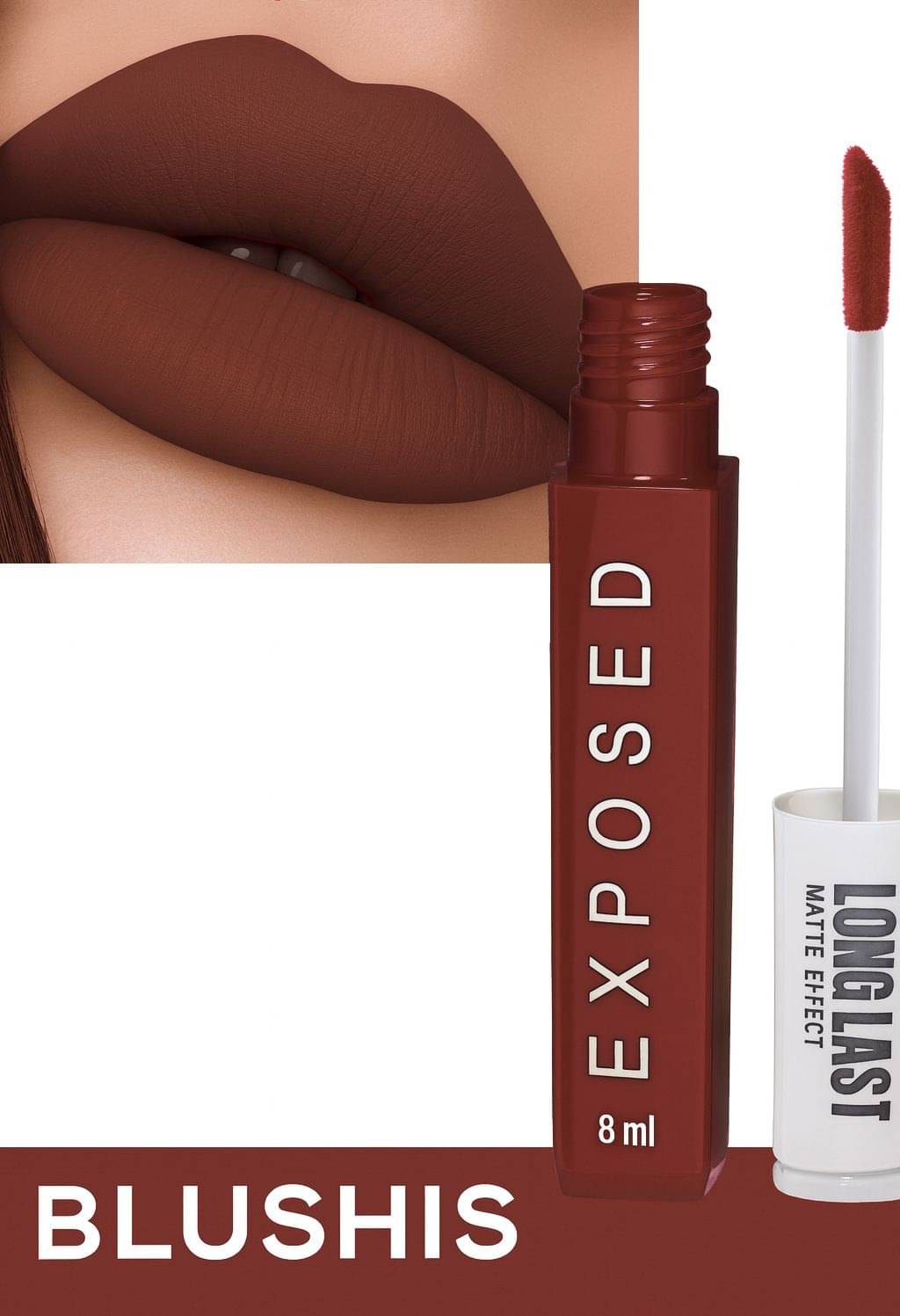     			BLUSHIS Brown Matte Smudge Free Liquid Lipstick ( Pack of 1 )