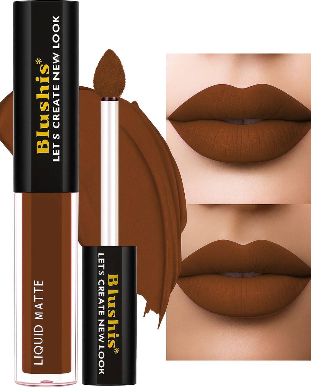     			BLUSHIS Brown Matte Smudge Free Liquid Lipstick ( Pack of 1 )